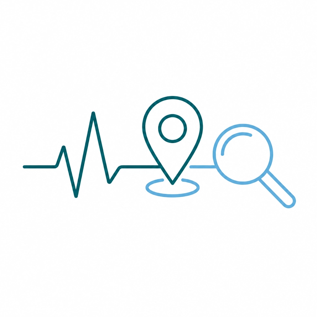 Minimalist icon representing healthcare navigation and search