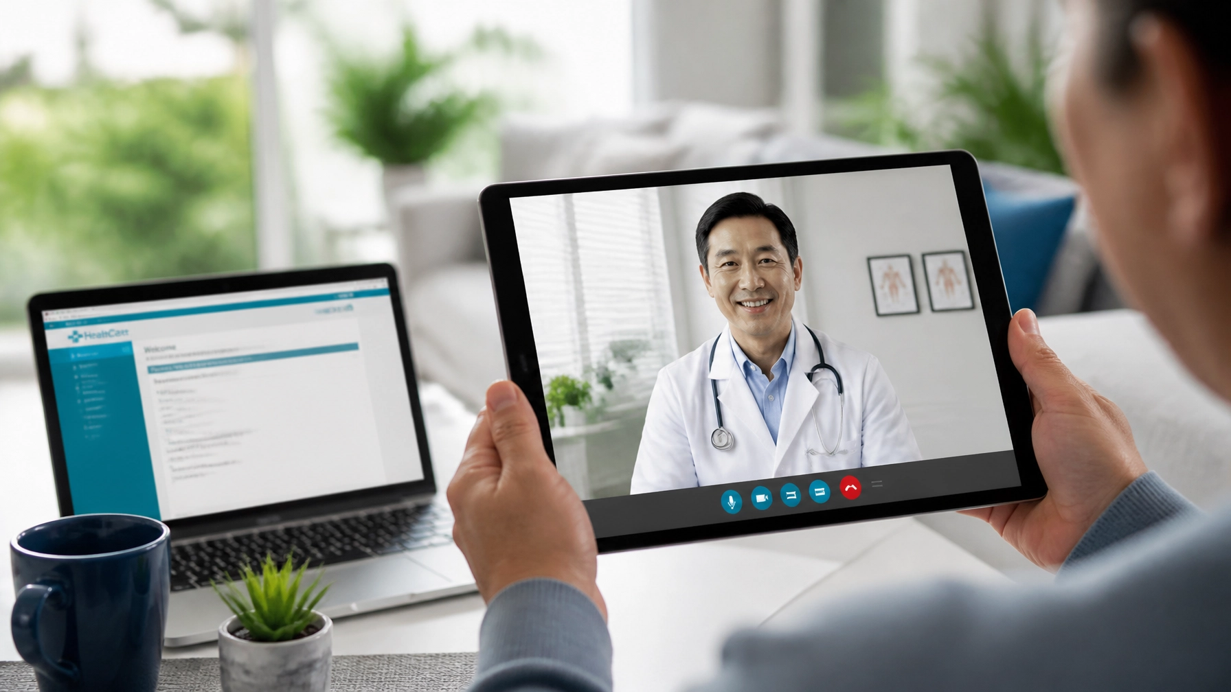 Doctor and patient conducting a telehealth session