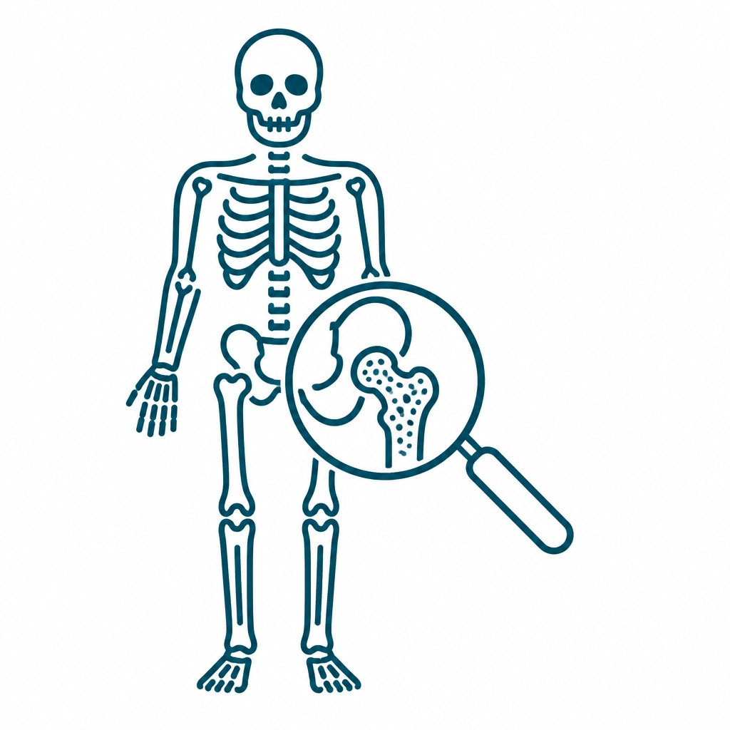 Minimalist icon representing bone density and osteoporosis screening