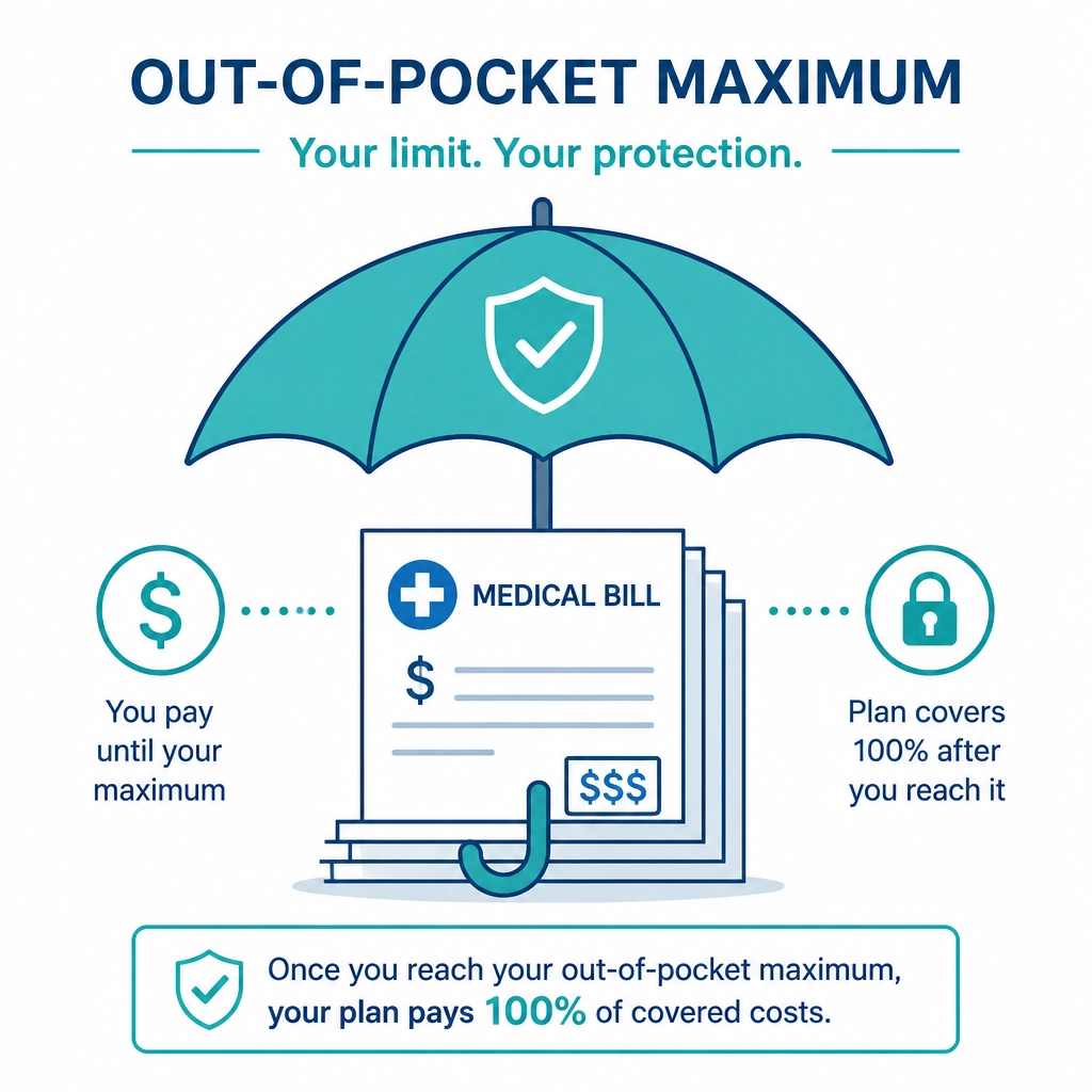 Graphic of an umbrella representing the out-of-pocket maximum safety net