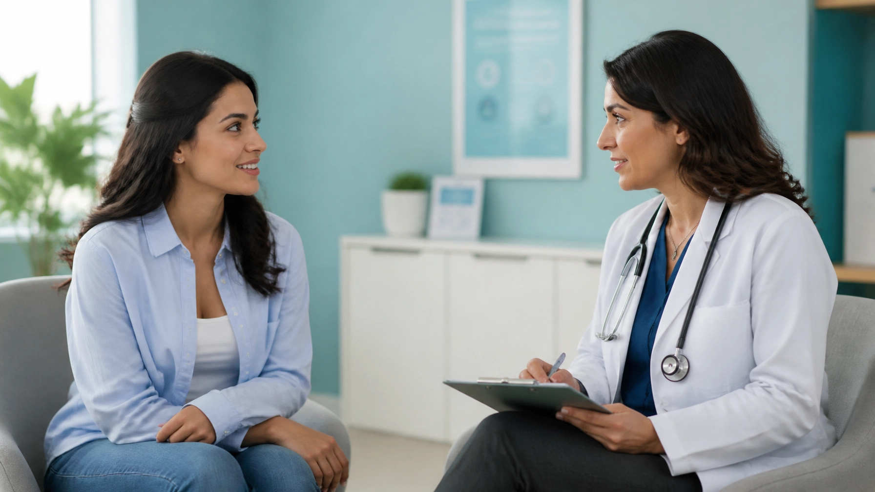 A doctor and patient engaging in a friendly, professional consultation