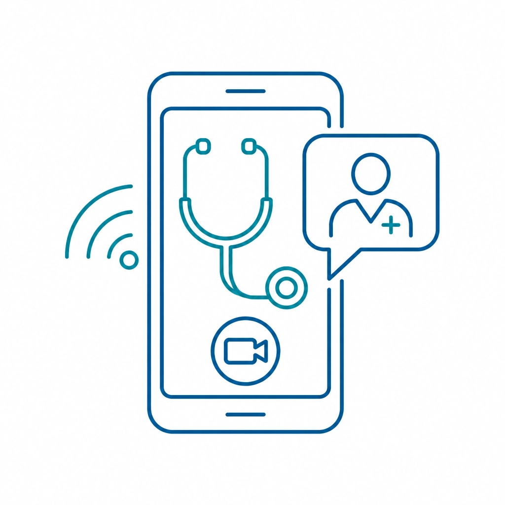 Minimalist icon representing telehealth and connectivity