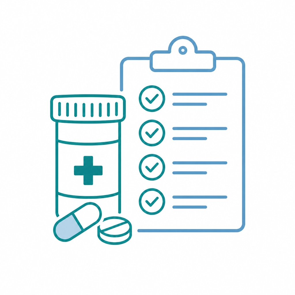 Minimalist icon for medication review and polypharmacy management