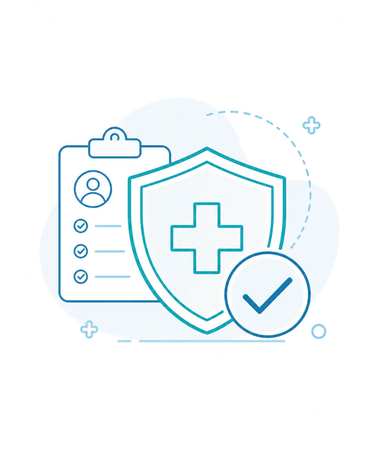 Minimalist graphic of insurance verification and healthcare security