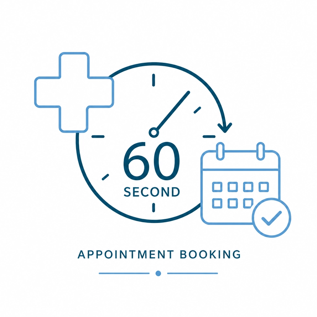 Minimalist icon graphic for quick 60-second booking