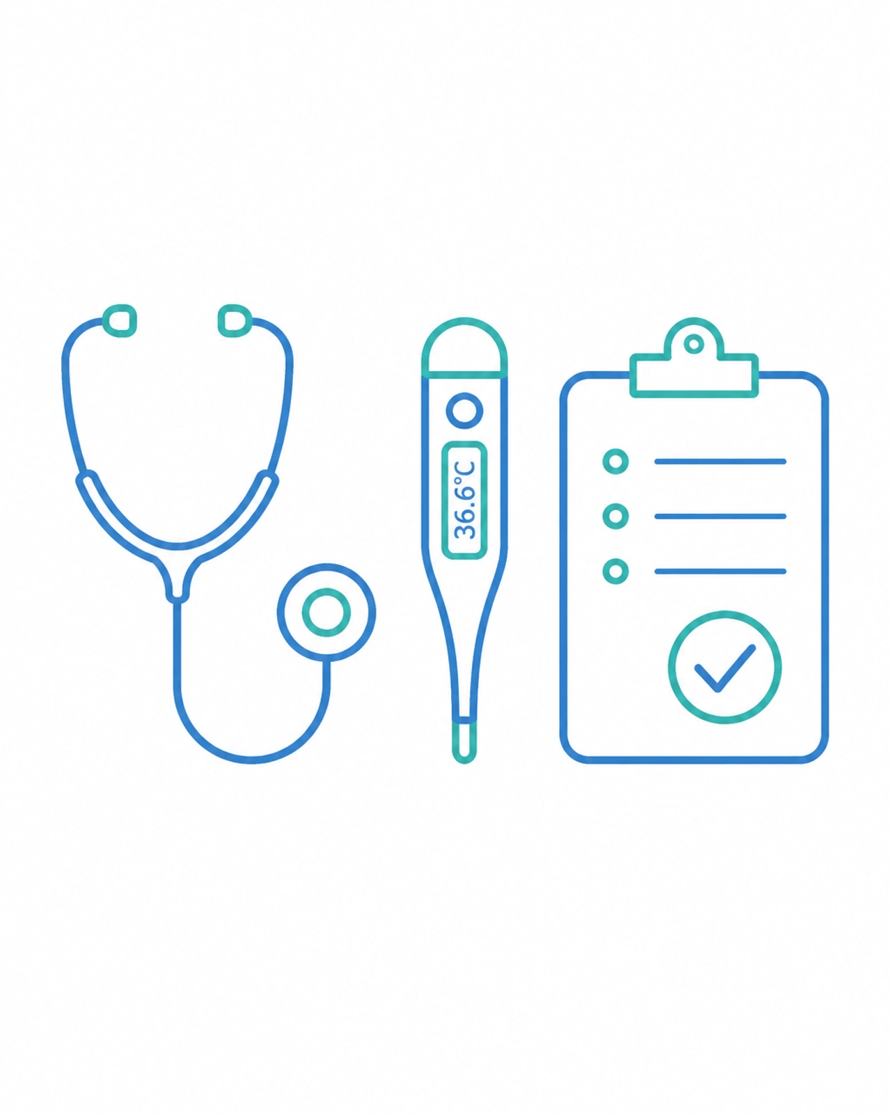 Minimalist medical icons in teal and blue